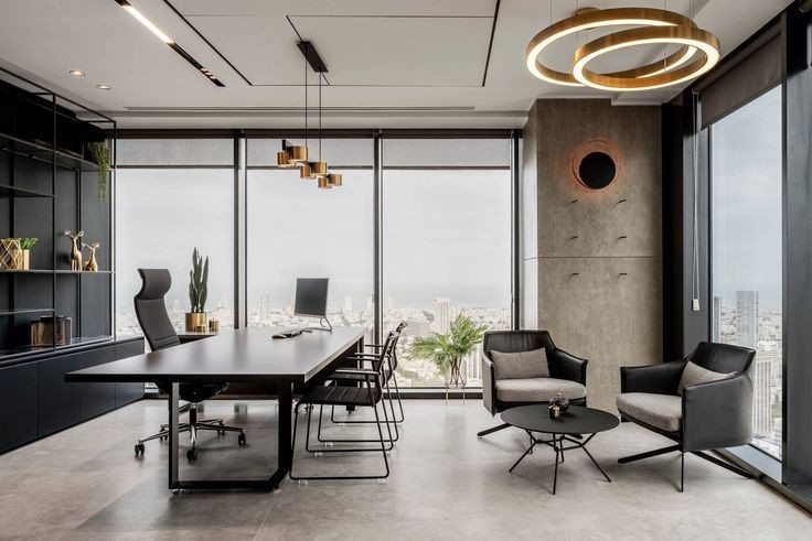 Thiết kế nội thất văn phòng với tông màu xám hiện đại